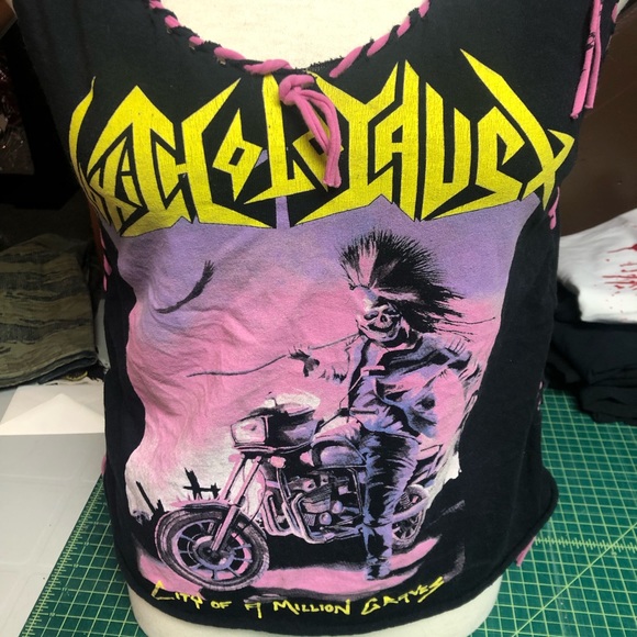 Large/XL Toxic Holocaust Pink lace up top Metal Punk Thrash - Picture 4 of 4